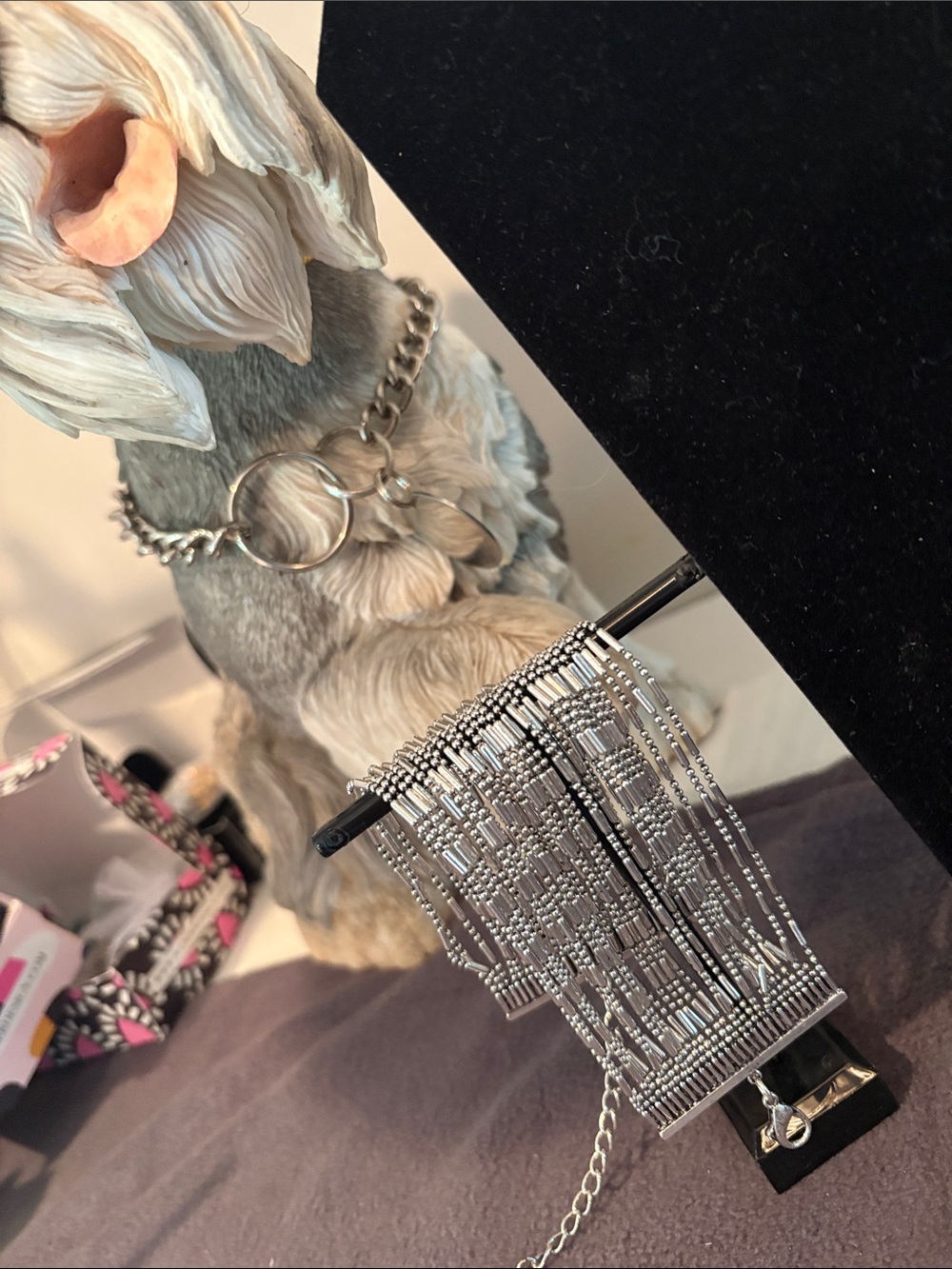 Plunder multi row Silvertone beaded adjustable bracelet
